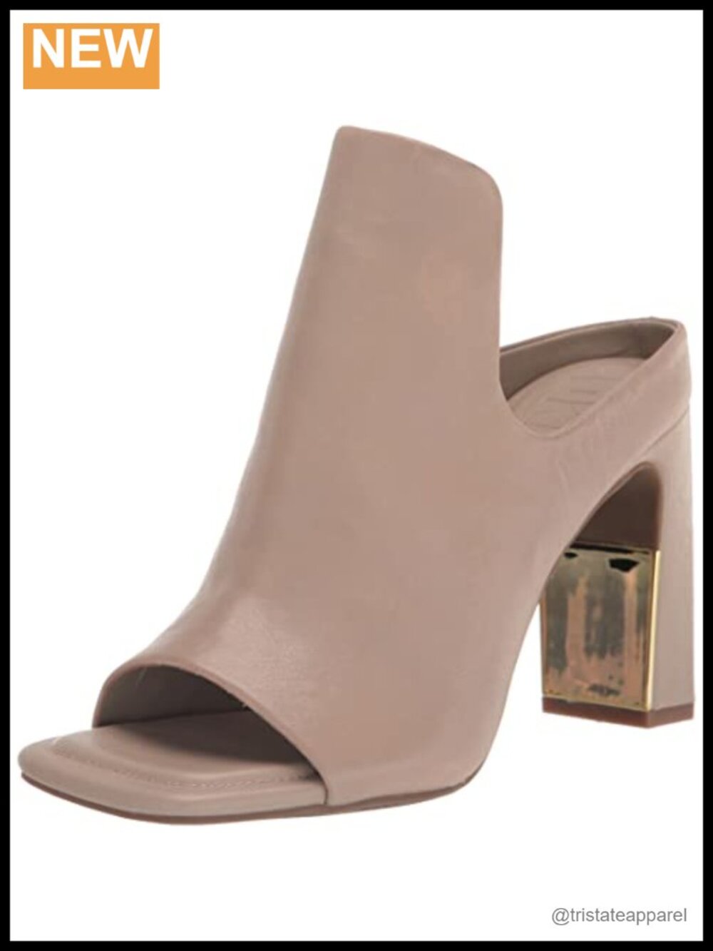 Leather Peep Toe Heeled Bootie Mule Slide Comfortable Women's Shoe